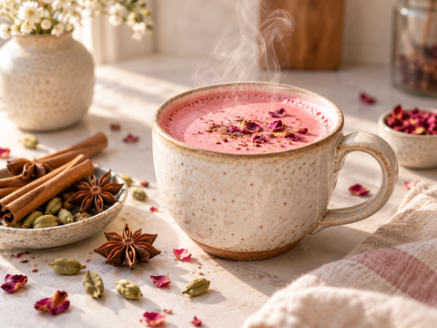 Chai Latte vegan, Chai Latte Rezept, Chai Latte mit Hafermilch, veganer Chai Latte, Chai Latte Gewürze, Chai Latte Pulver, Chai Latte ohne Milch, Chai Latte selber machen ohne Sirup, Iced Chai Latte.