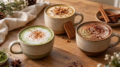 warmer Matcha, Winter Matcha Latte, Matcha Winter Rezept, Matcha mit Zimt, heißer Matcha Latte, Matcha Latte warm, Matcha mit Vanille, Spekulatius Matcha, veganer Matcha Latte, Matcha Latte selber machen.