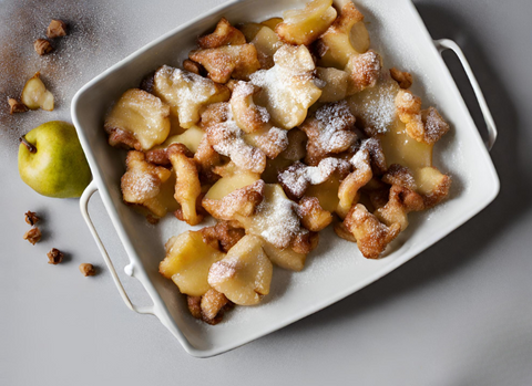 veganer kaiserschmarn mit birne und ingwer