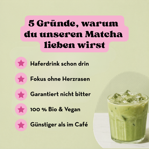 fünf Gründe warum reoat matcha Latte perfekt ist 