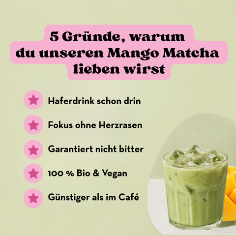 Iced Mango Matcha Latte mit Hafermilch