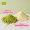 Haferrinkpulver und matcha Pulver für extra cremigen Matcha Latte