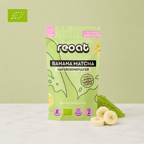 Iced Banana Matcha Latte Pulver Haferdrink
