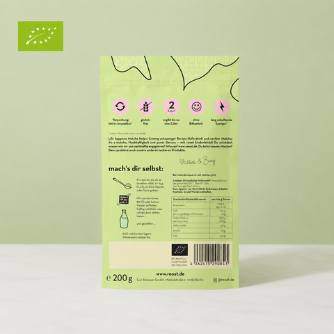 Iced Matcha Latte pulver 200g Tüte reoat 