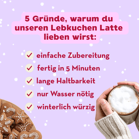Weihnachtlicher Lebkuchen Latte im Becher – perfekter Drink für gemütliche Wintermomente.“